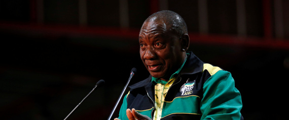 Newly elected ANC president Cyril Ramaphosa makes the closing address at the 54th National Conference of the ruling ANC in Johannesburg